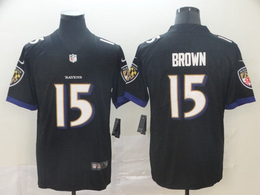 Men's Baltimore Ravens Marquise Brown #15 Black Game Jerseys