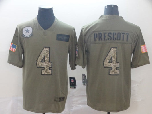 Men's Dallas Cowboys Dak Prescott #4 Brown Team Game Jerseys