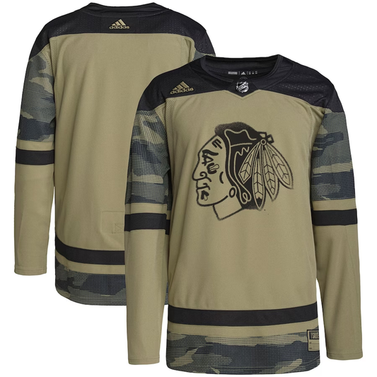 Men's Chicago Blackhawks Camo Military Appreciation Team Authentic Practice Blank Jerseys