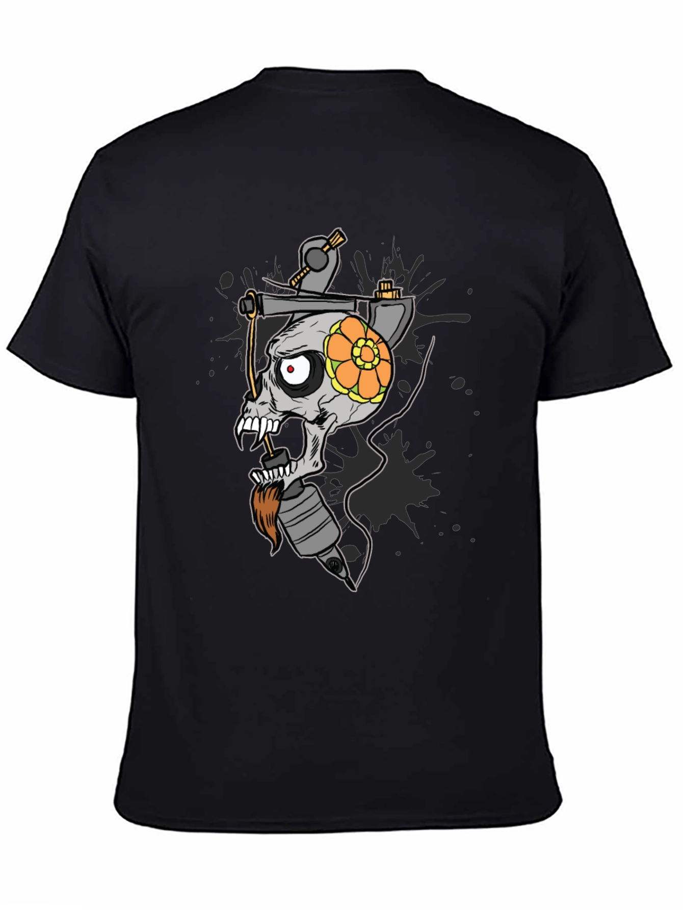 Skull Tattoo Machine Graphic Tee - Black