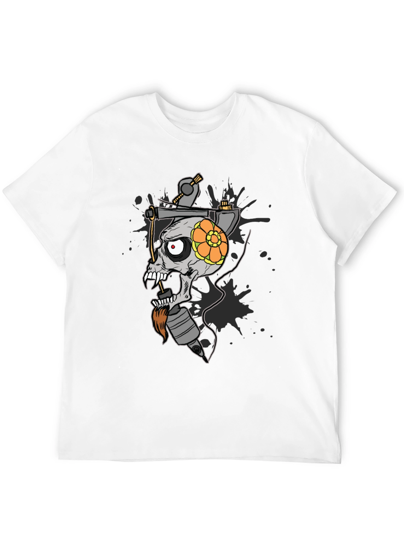 Skull Tattoo Machine Graphic Tee - Black