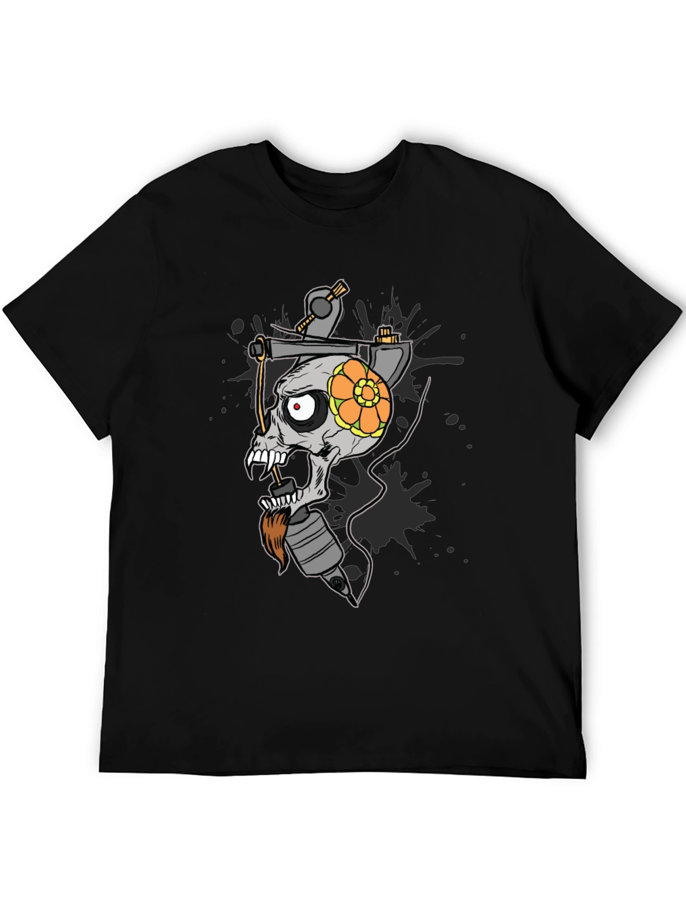 Skull Tattoo Machine Graphic Tee - Black