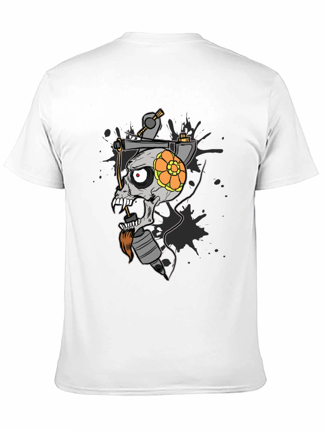 Skull Tattoo Machine Graphic Tee - Black