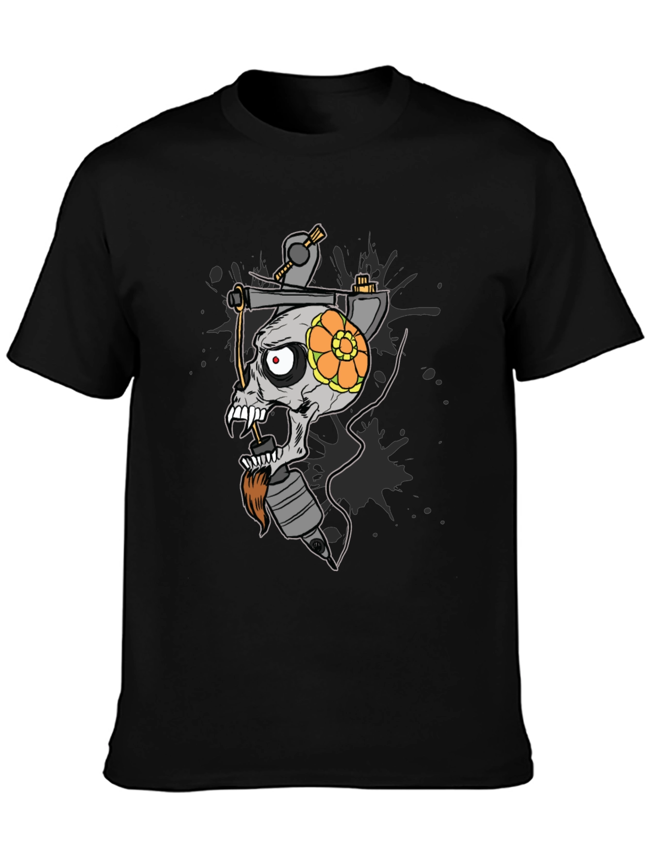 Skull Tattoo Machine Graphic Tee - Black