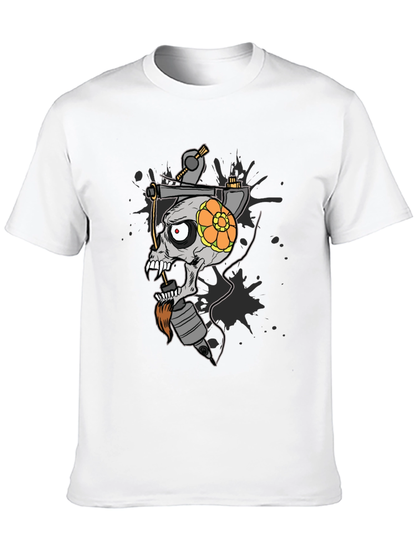 Skull Tattoo Machine Graphic Tee - Black