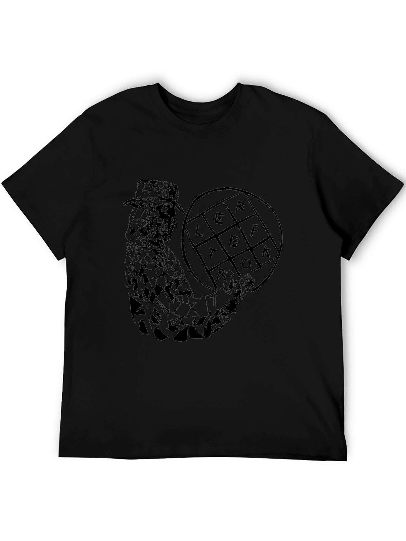 Abstract Letterfolk Graphic Black T-Shirt