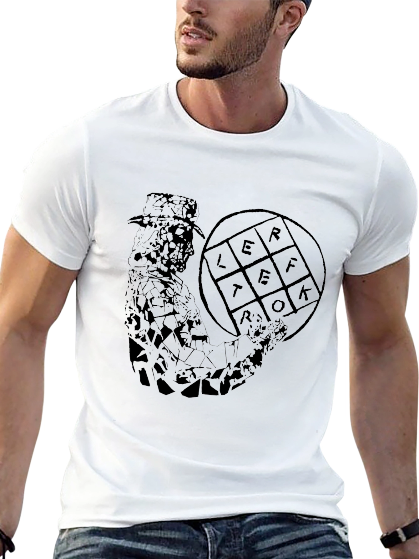 Abstract Letterfolk Graphic Black T-Shirt