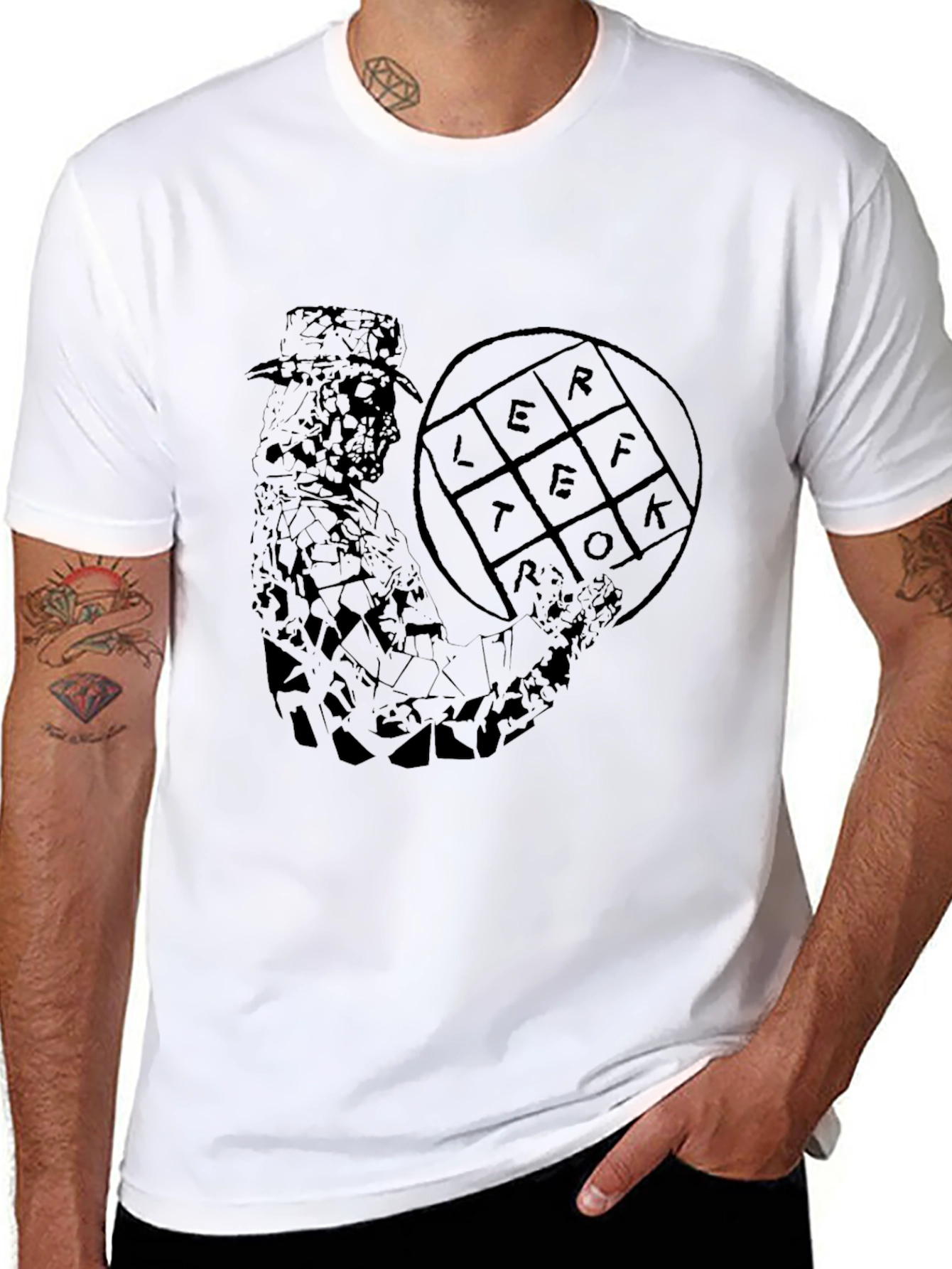 Abstract Letterfolk Graphic Black T-Shirt