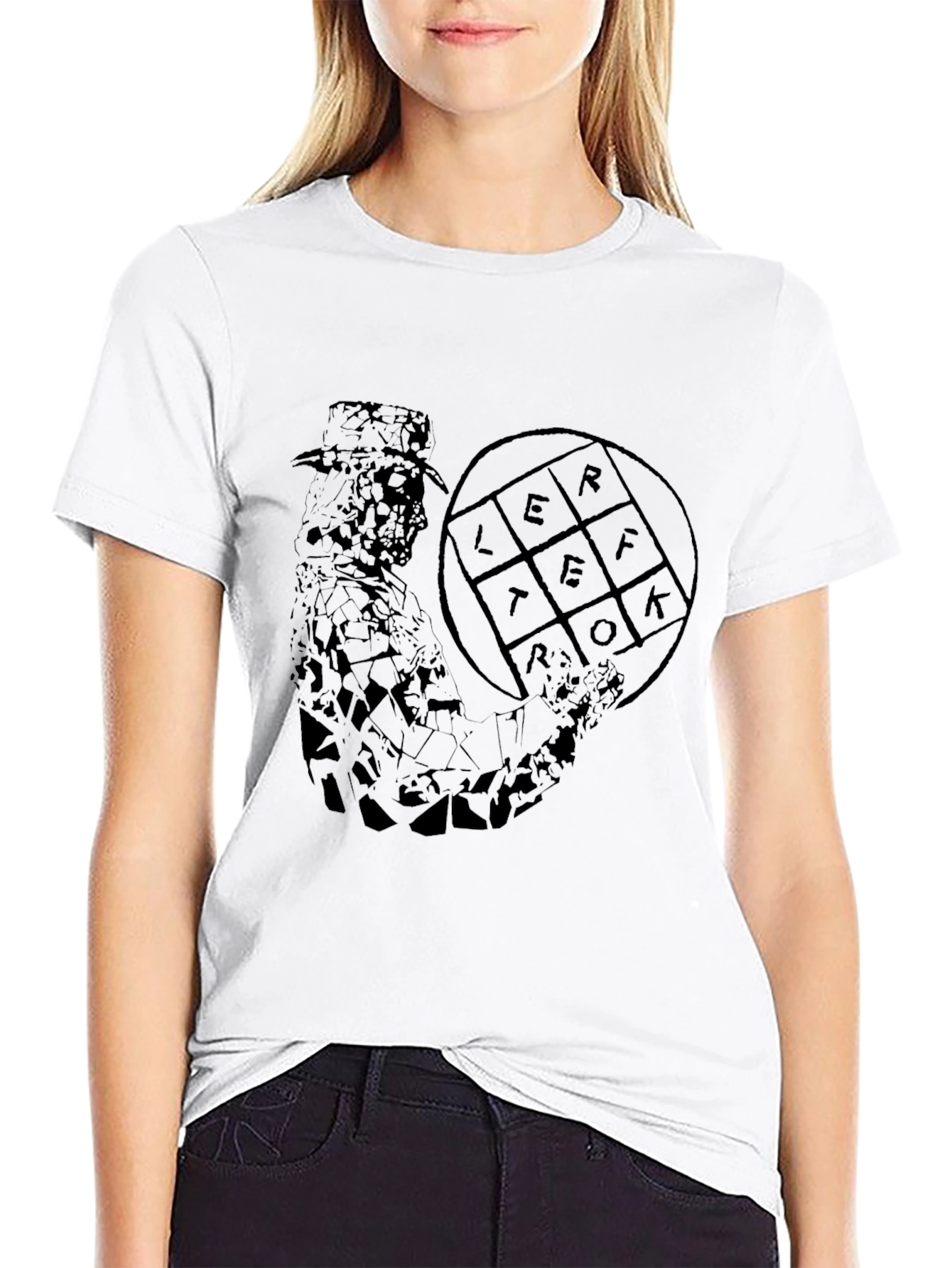 Abstract Letterfolk Graphic Black T-Shirt