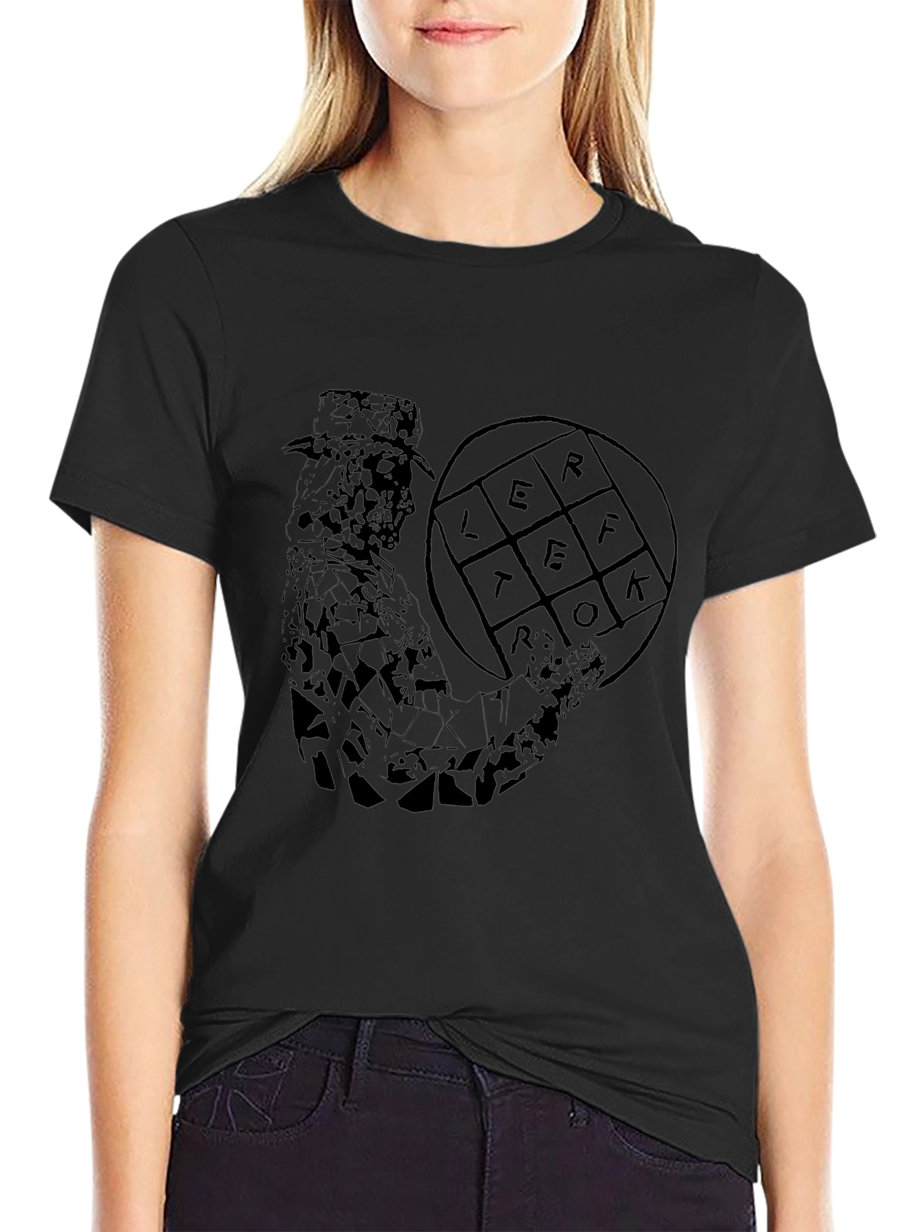 Abstract Letterfolk Graphic Black T-Shirt