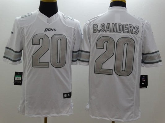 Men's Detroit Lions Barry Sanders #20 White Game Jerseys