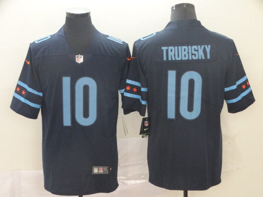 Men's Chicago Bears Mitch Trubisky #10 Navy Game Jerseys City Edition