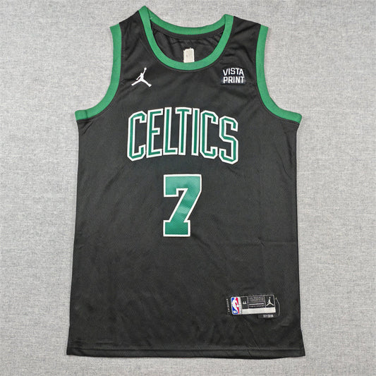 Men's Boston Celtics Jaylen Brown #7 Black Swingman Jerseys - Statement Edition