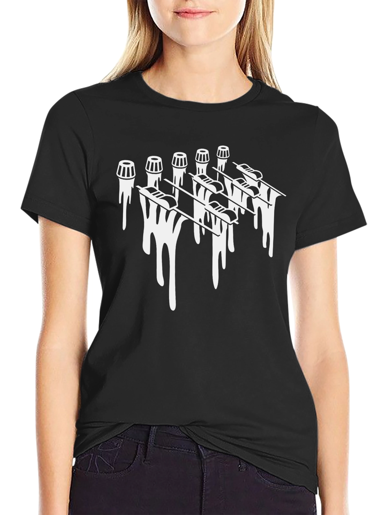 Modern Drip Graphic Black T-Shirt
