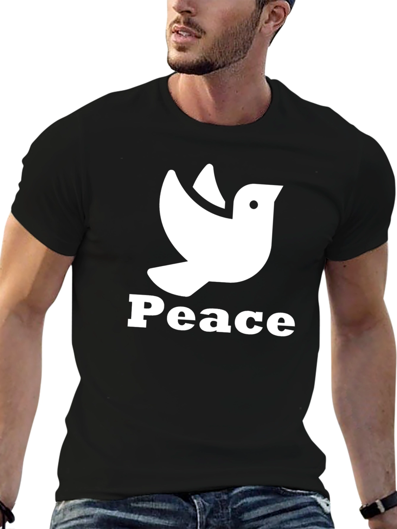 Peace Dove Graphic Black T-Shirt