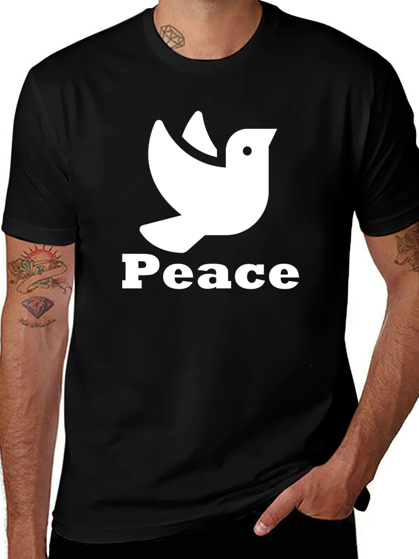 Peace Dove Graphic Black T-Shirt