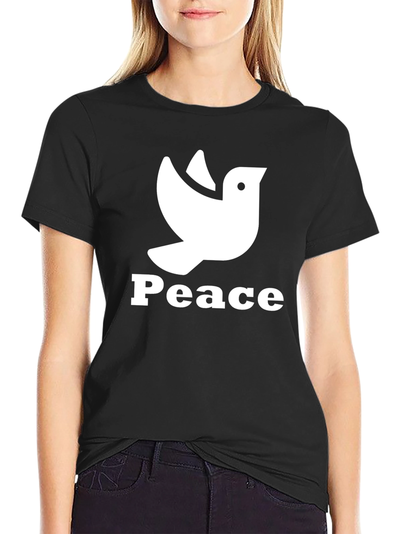 Peace Dove Graphic Black T-Shirt