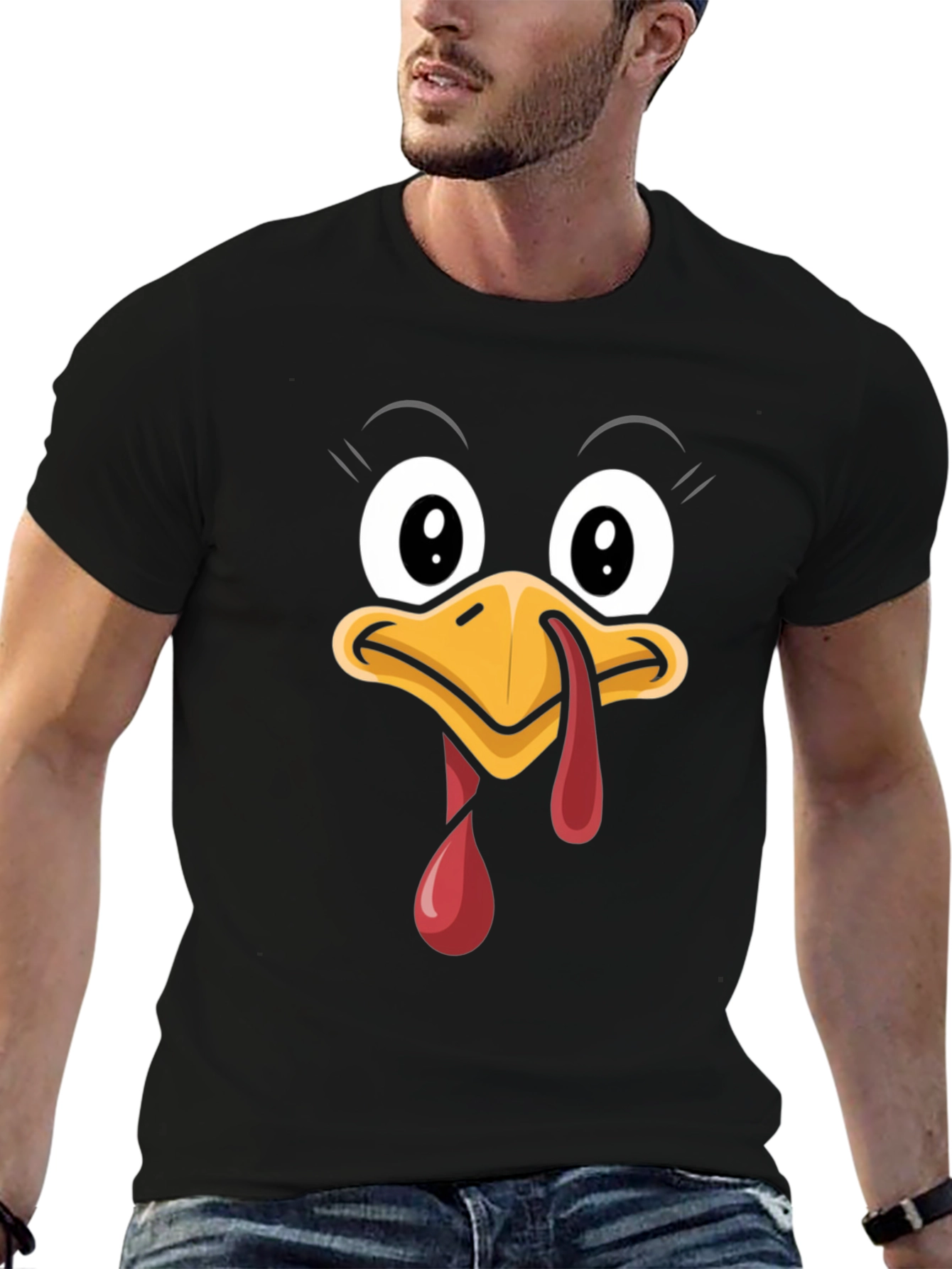 Funny Thanksgiving Turkey Face Graphic Tee