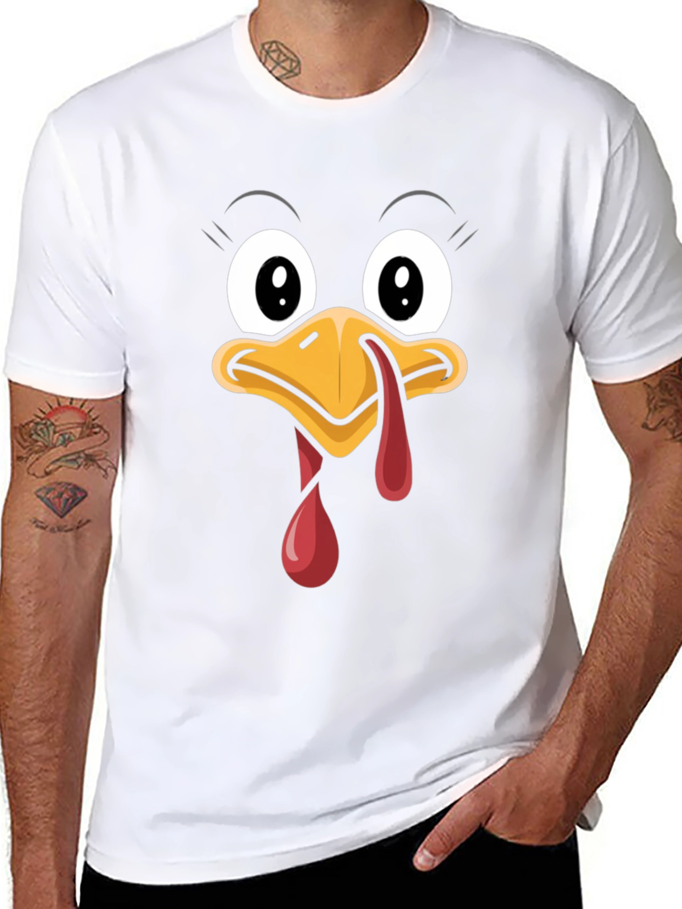 Funny Thanksgiving Turkey Face Graphic Tee