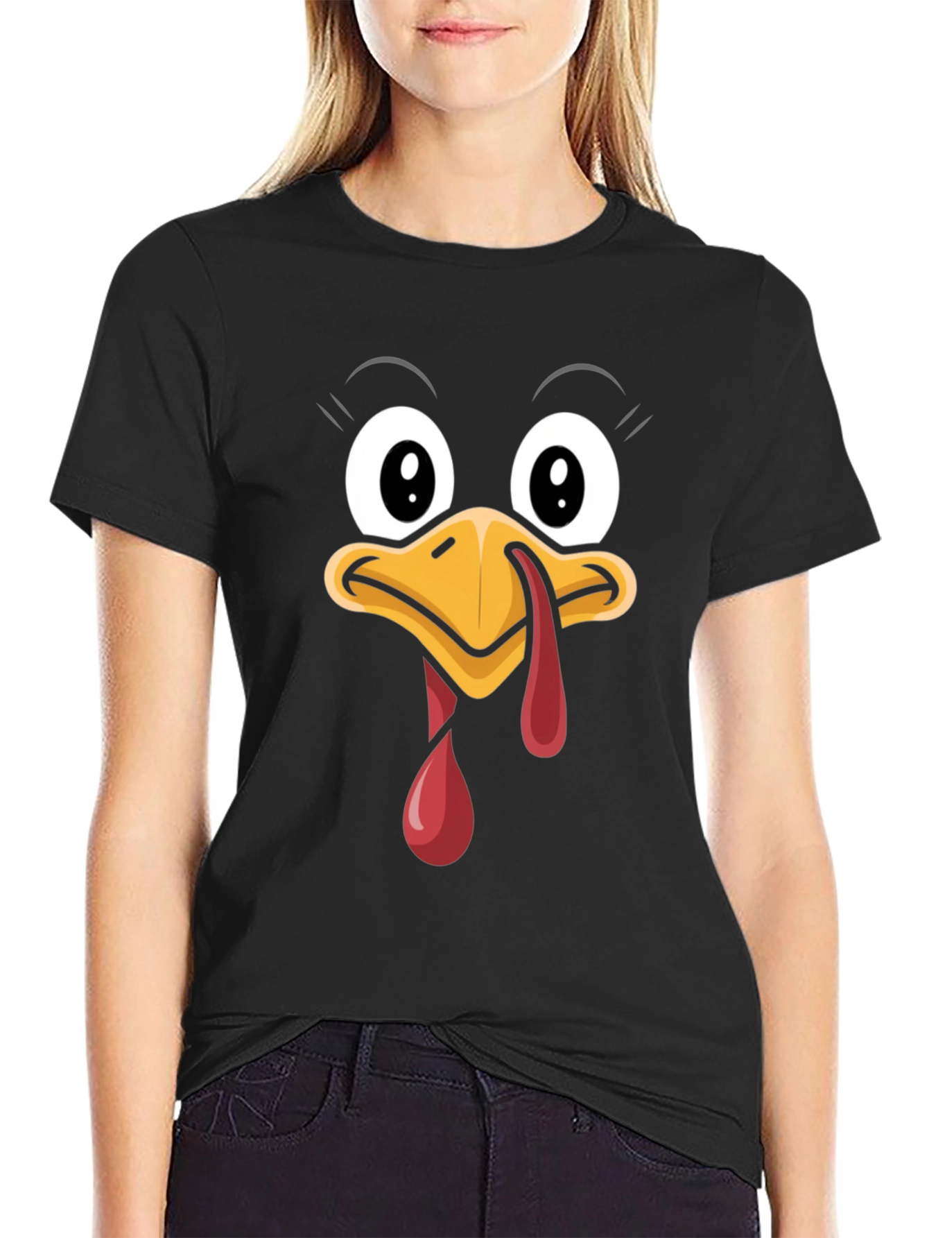 Funny Thanksgiving Turkey Face Graphic Tee