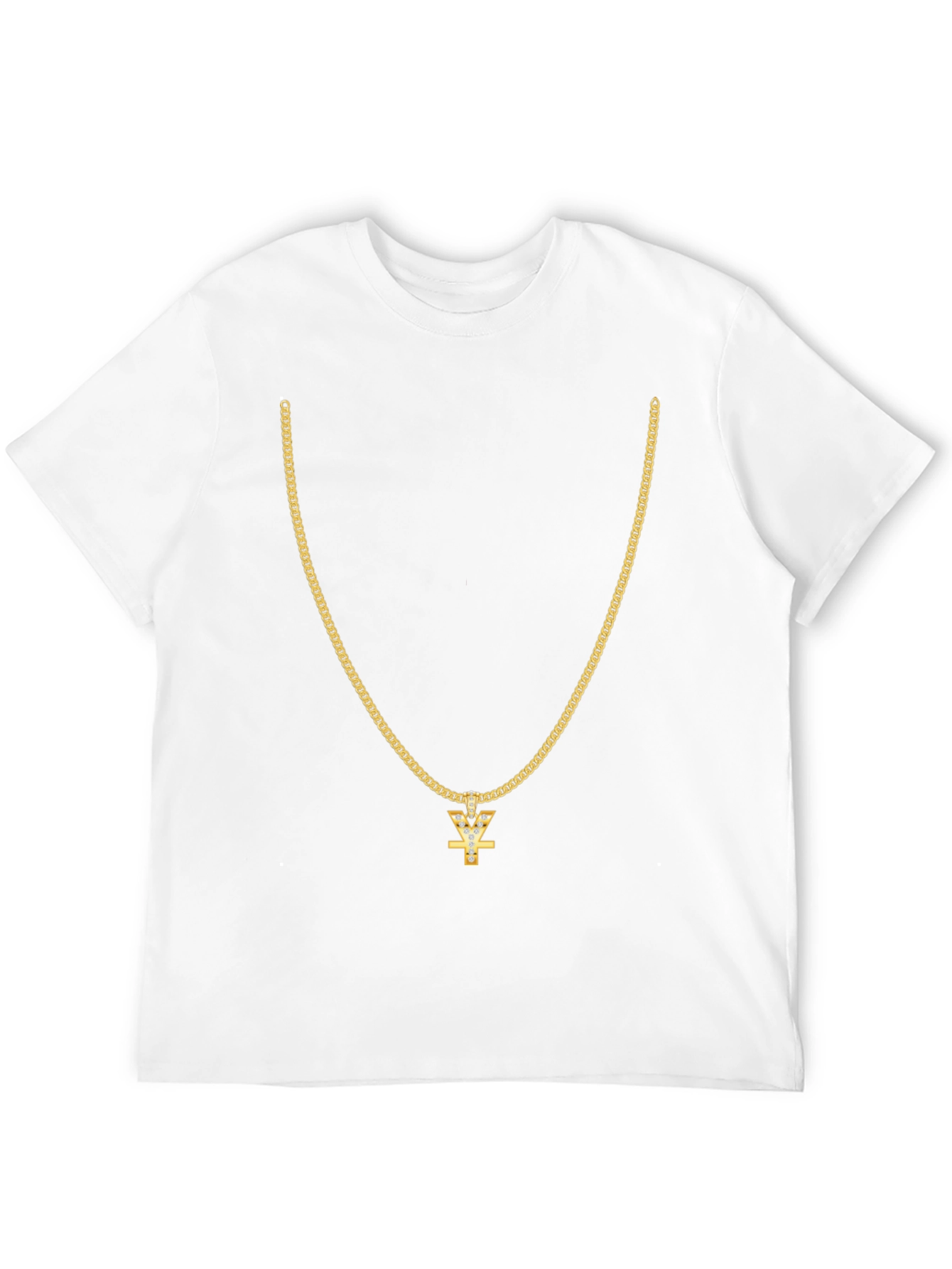 Mens Black T-Shirt with Gold Chain Design