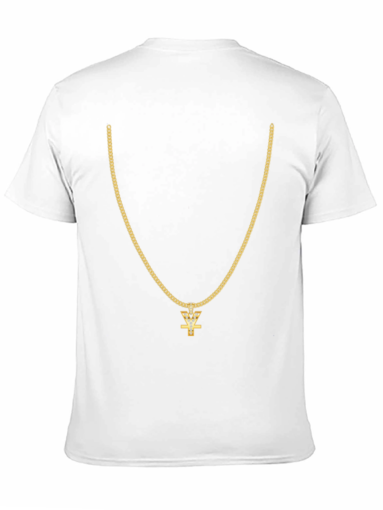 Mens Black T-Shirt with Gold Chain Design