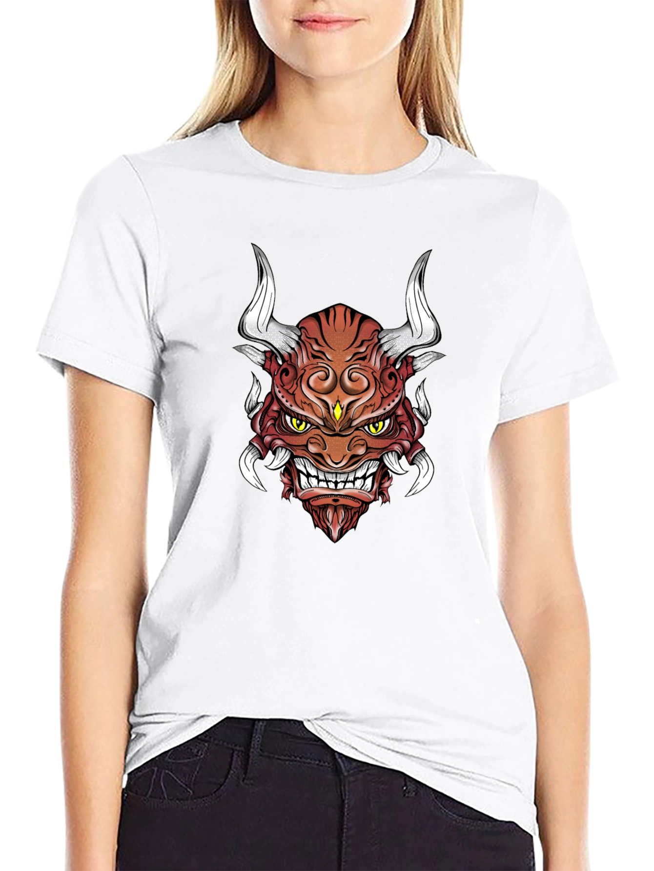 Demon Oni Mask Graphic T-Shirt