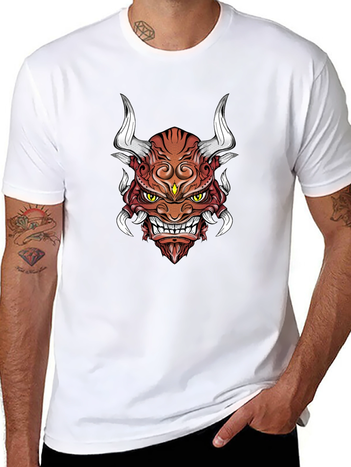 Demon Oni Mask Graphic T-Shirt