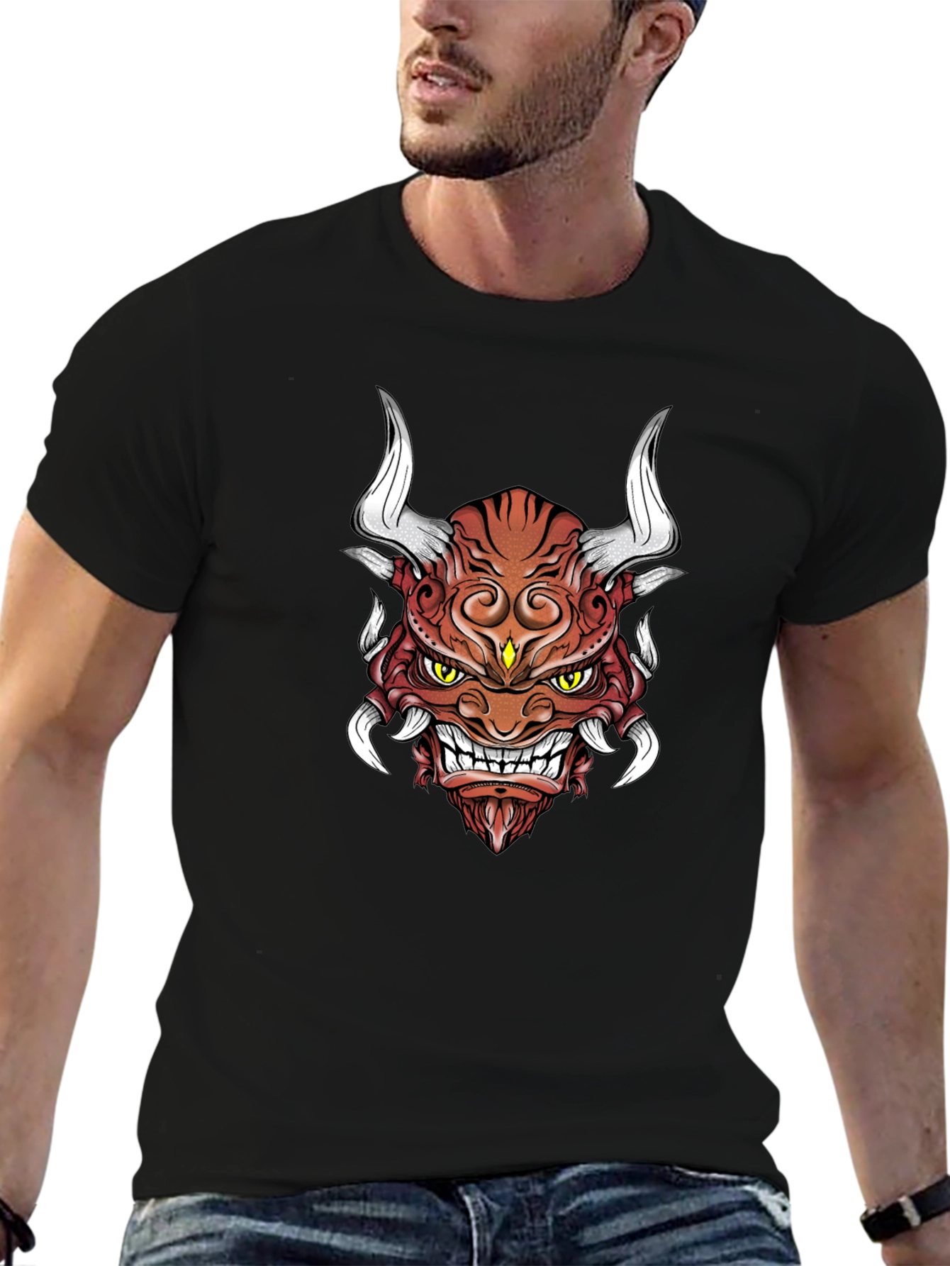 Demon Oni Mask Graphic T-Shirt