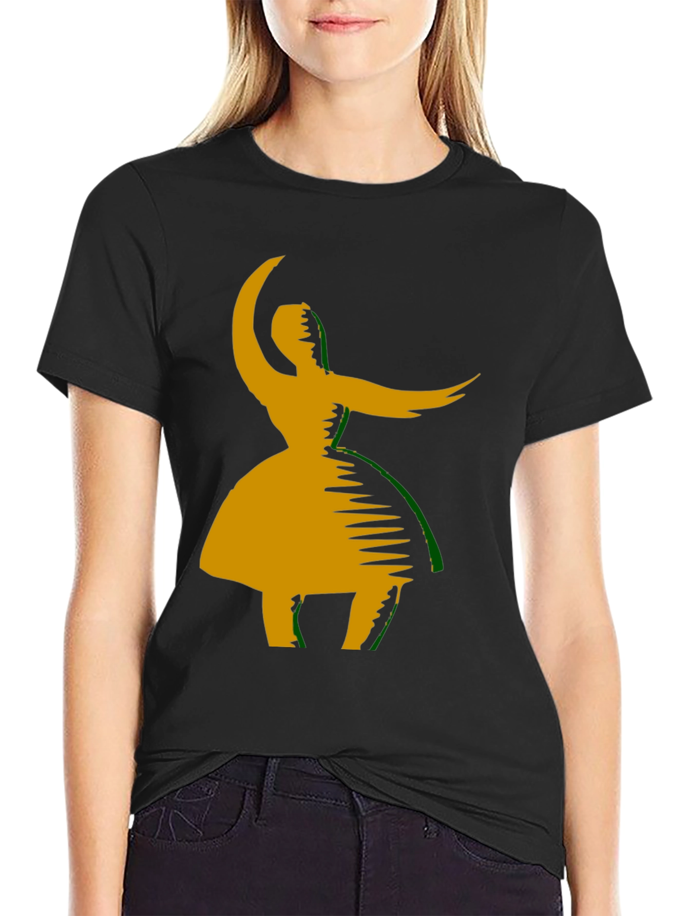 Dance Silhouette Graphic Tee - Black Cotton Blend