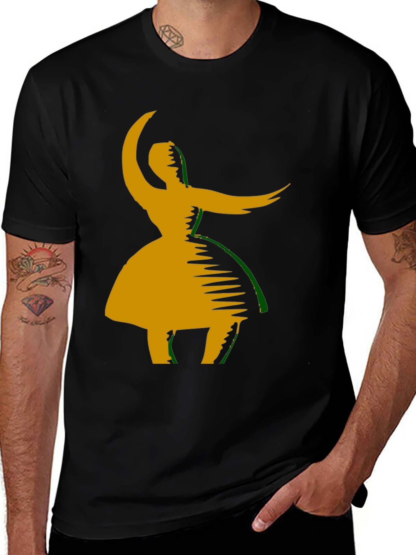 Dance Silhouette Graphic Tee - Black Cotton Blend