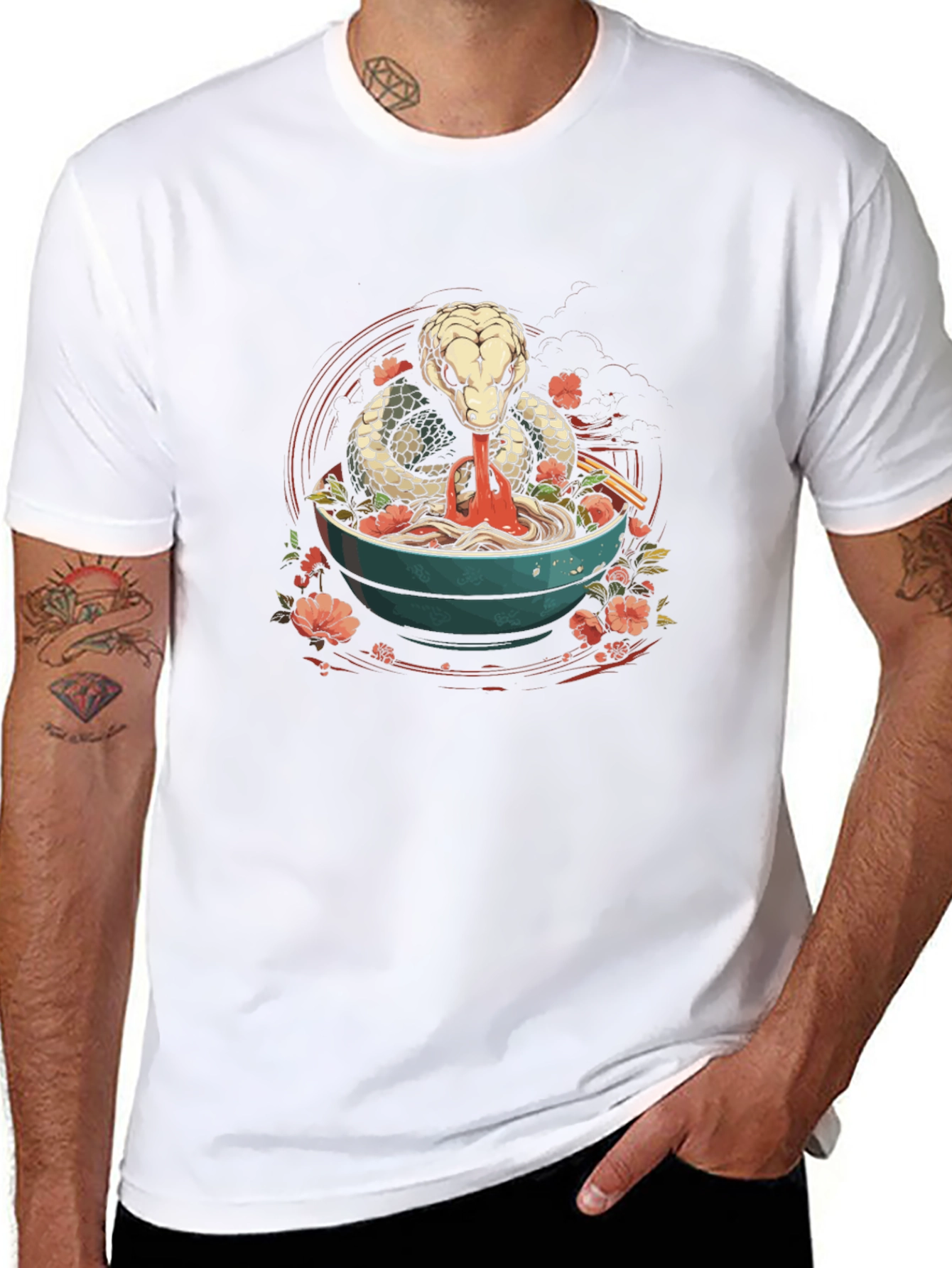 Snake Ramen T-Shirt - Unique Graphic Tee