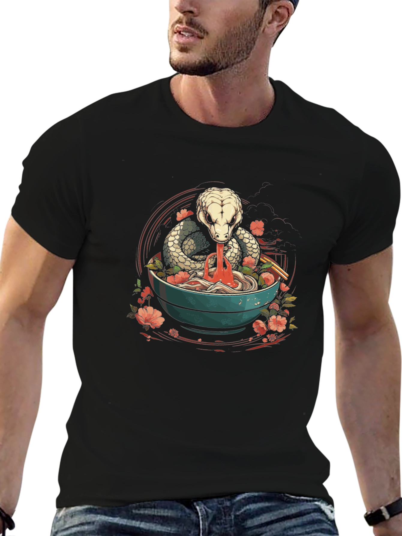 Snake Ramen T-Shirt - Unique Graphic Tee