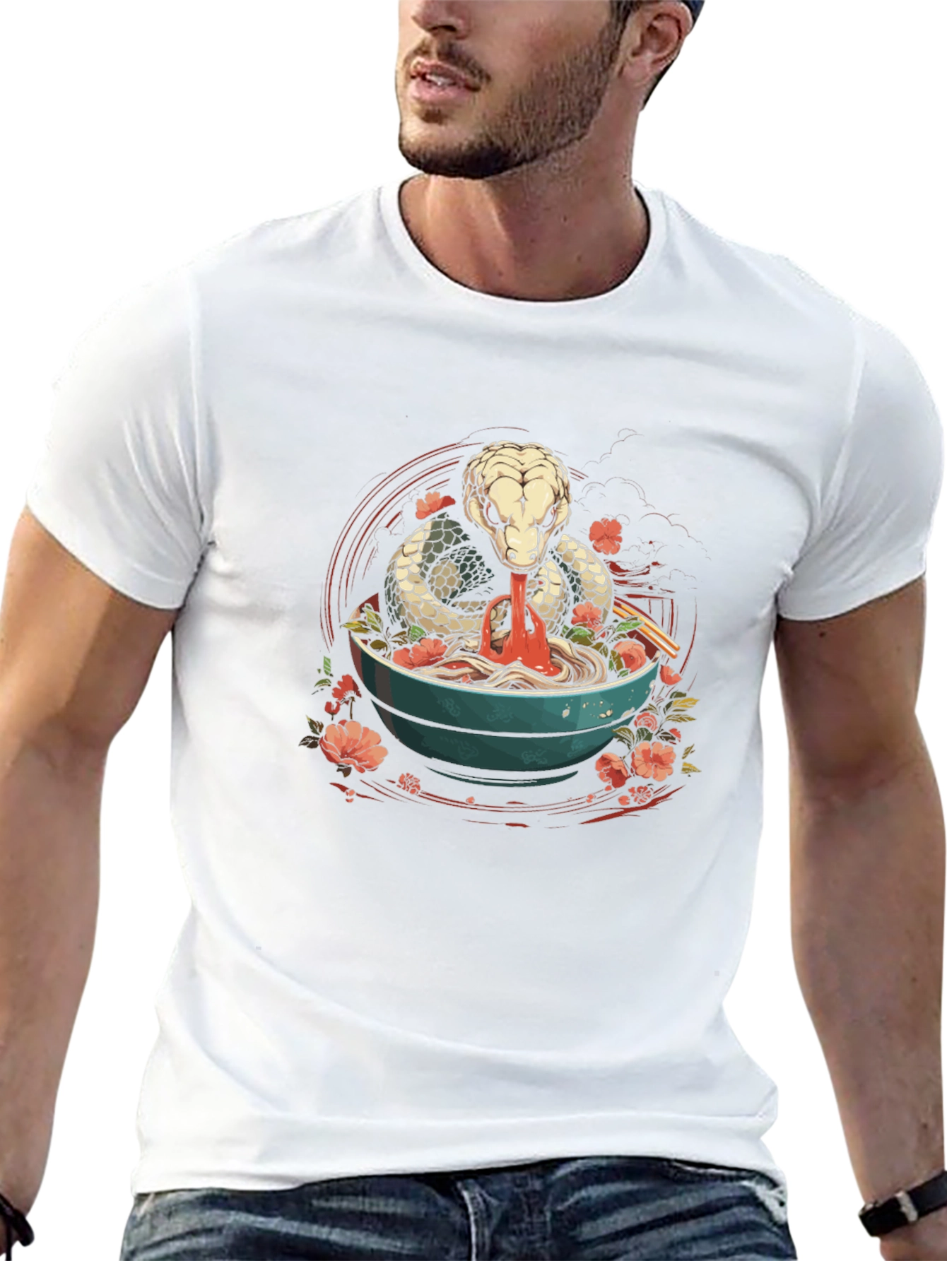 Snake Ramen T-Shirt - Unique Graphic Tee