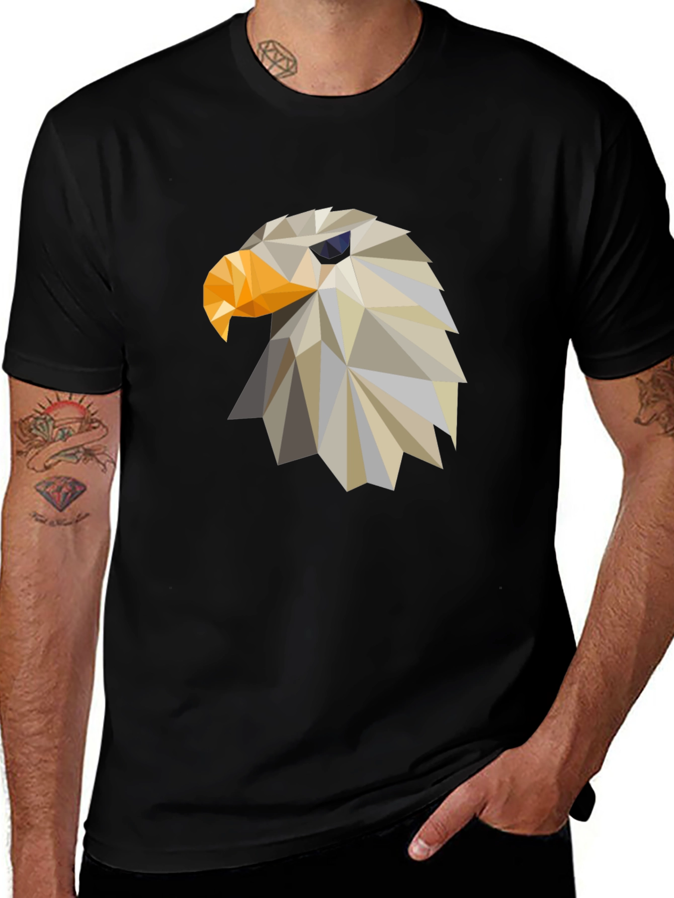 Geometric Eagle Graphic Tee - Stylish Black Shirt