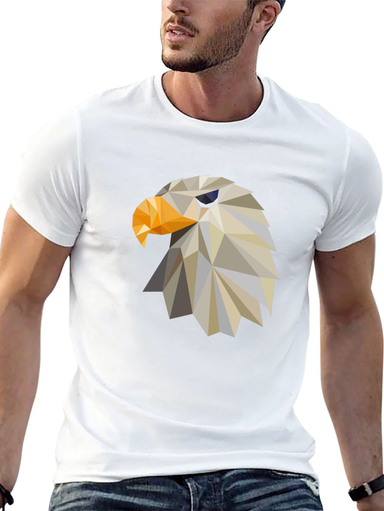 Geometric Eagle Graphic Tee - Stylish Black Shirt