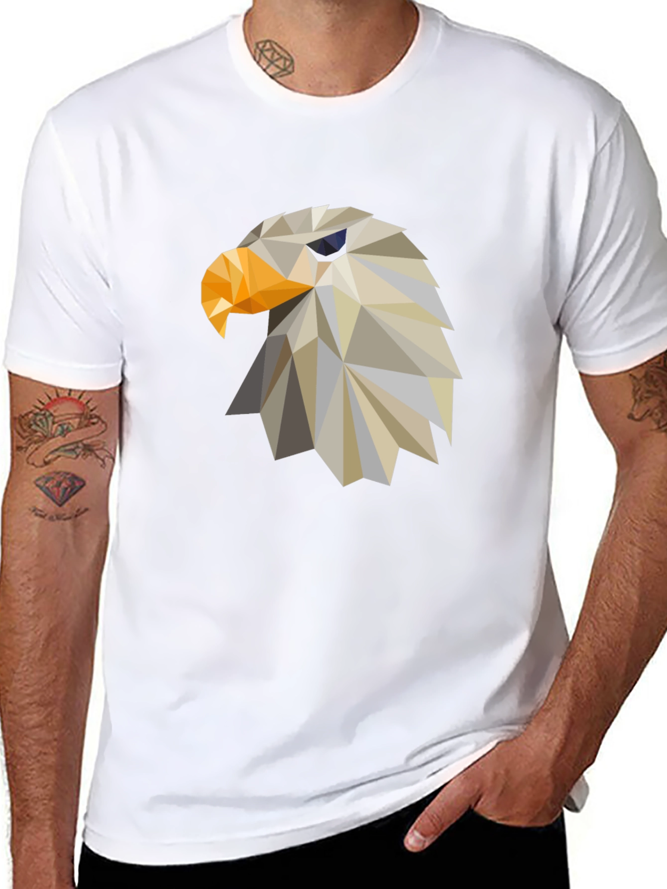 Geometric Eagle Graphic Tee - Stylish Black Shirt
