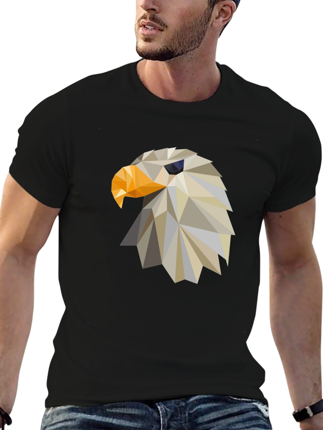Geometric Eagle Graphic Tee - Stylish Black Shirt