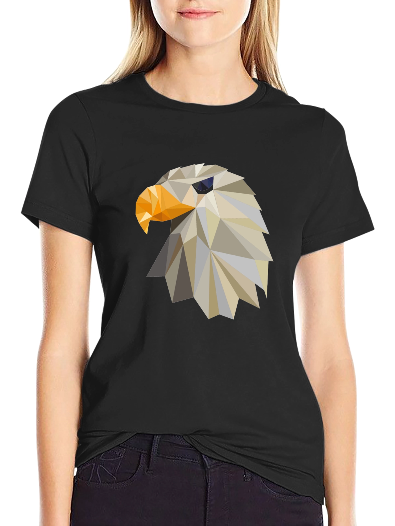 Geometric Eagle Graphic Tee - Stylish Black Shirt