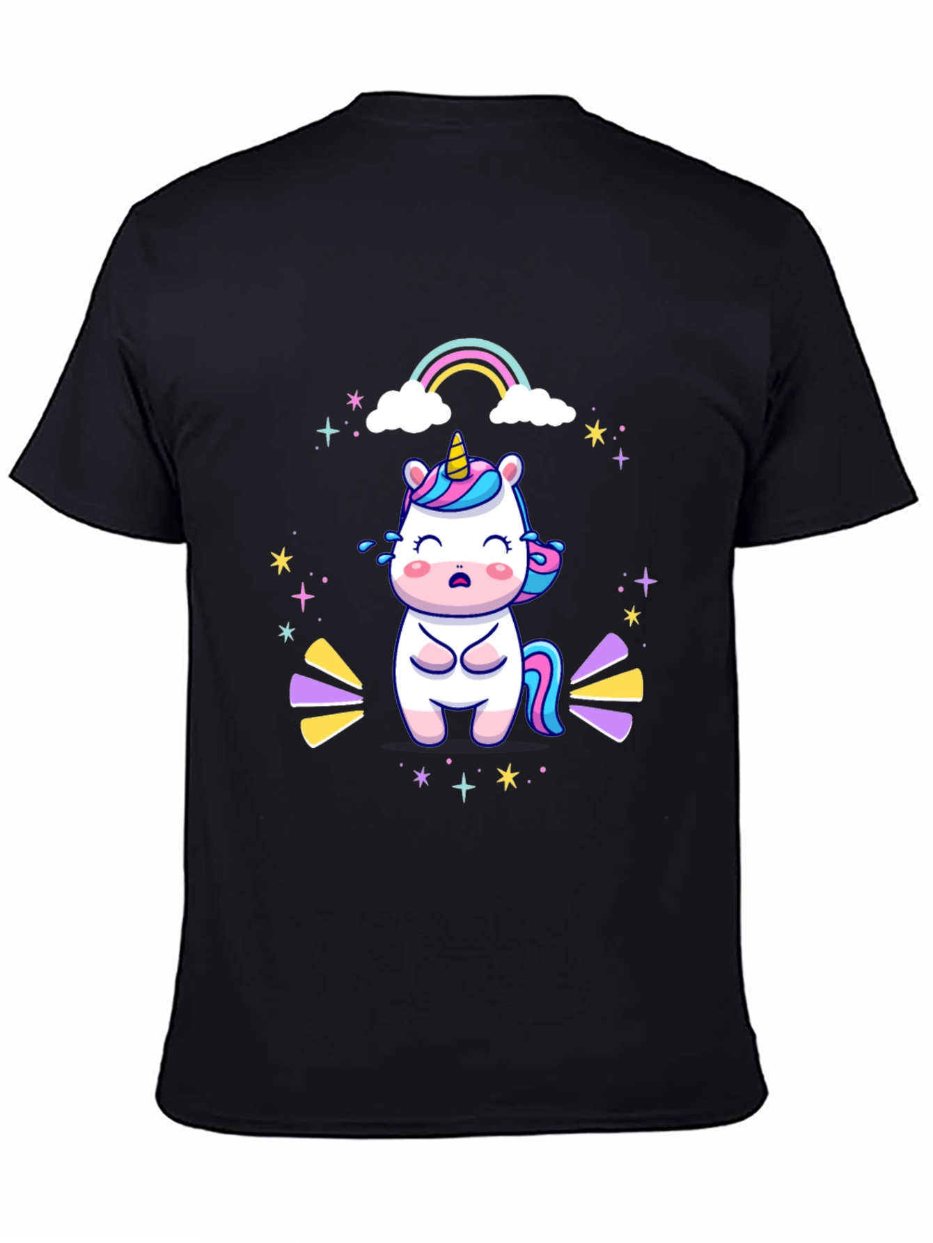 Unicorn Rainbow Graphic Tee - Black