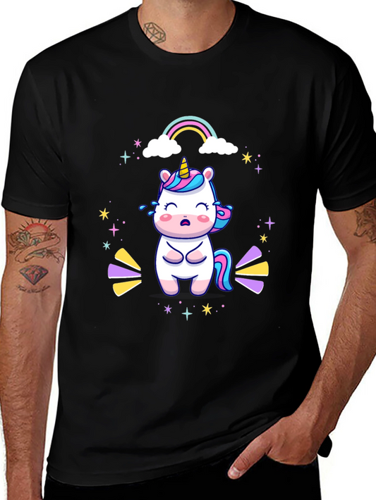 Unicorn Rainbow Graphic Tee - Black