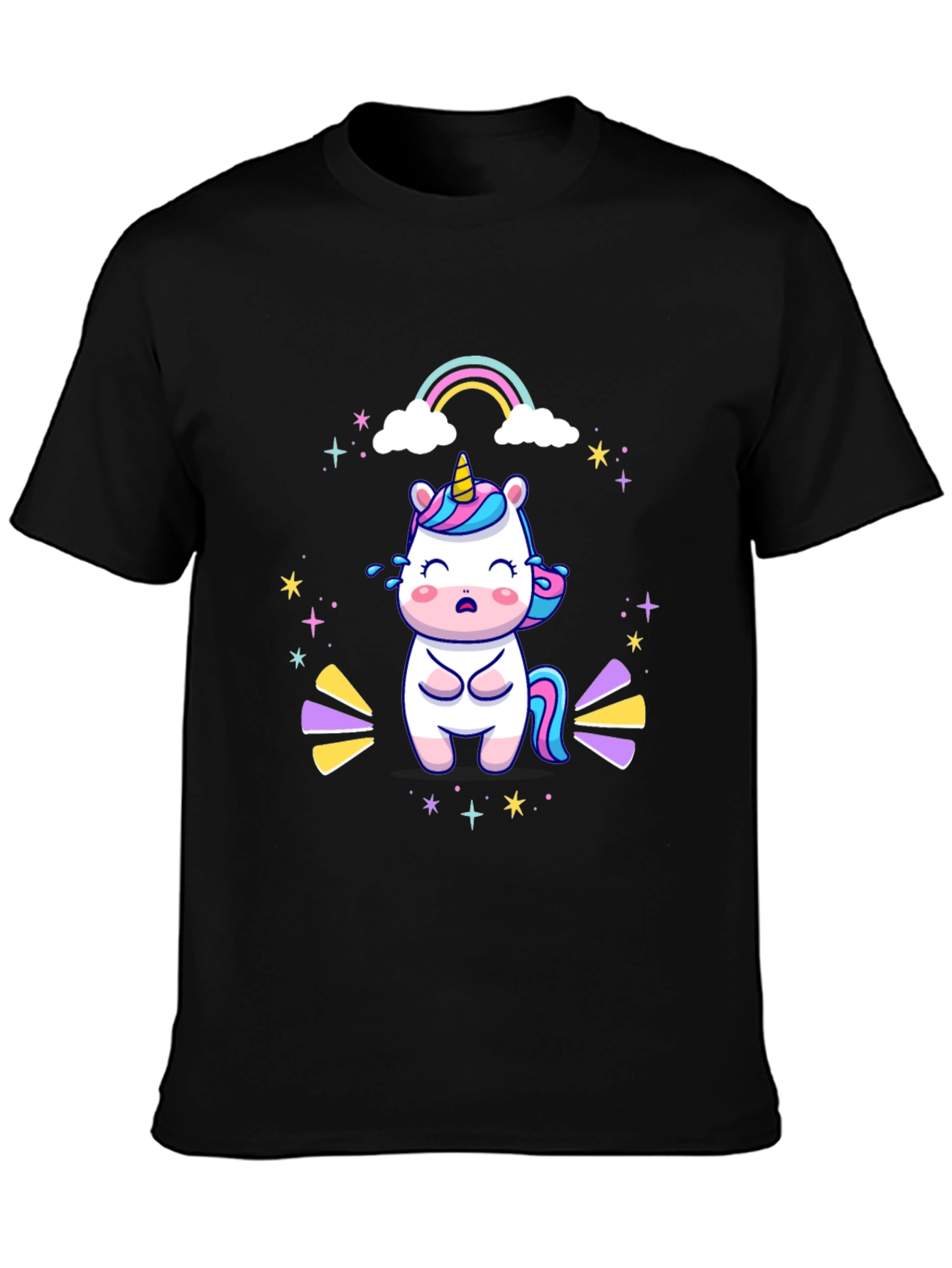 Unicorn Rainbow Graphic Tee - Black