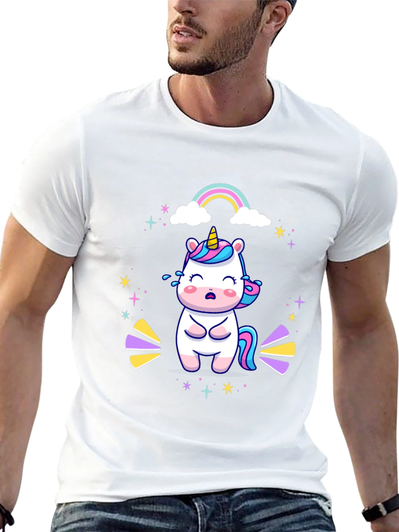 Unicorn Rainbow Graphic Tee - Black
