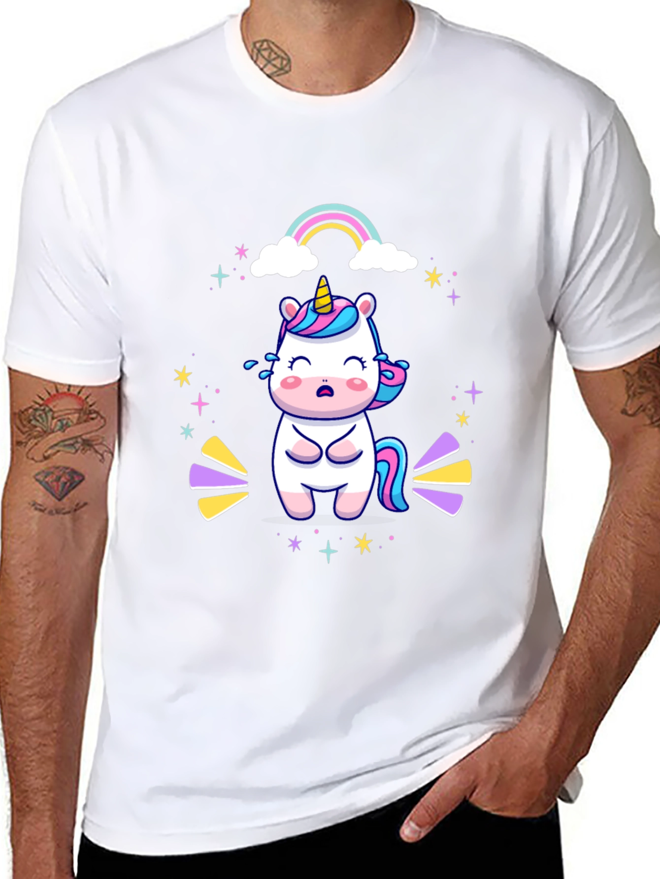Unicorn Rainbow Graphic Tee - Black