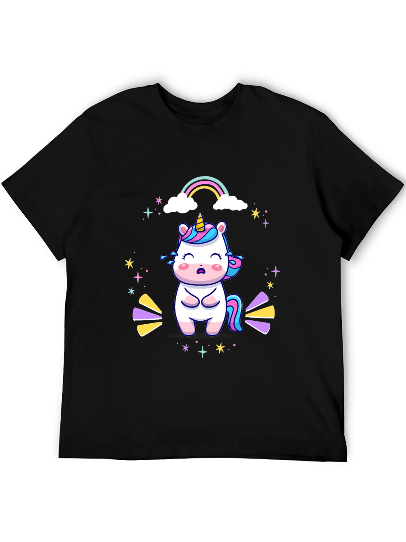Unicorn Rainbow Graphic Tee - Black