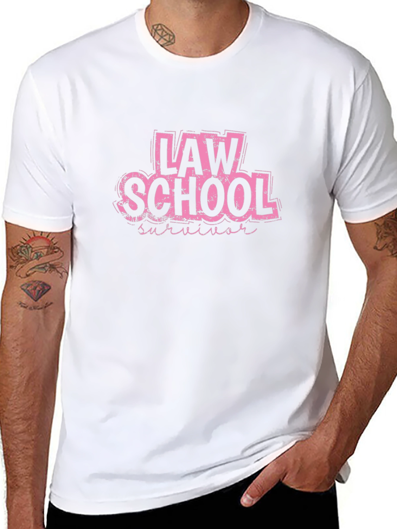 Law School Survivor T-Shirt - Pink Graphic Tee