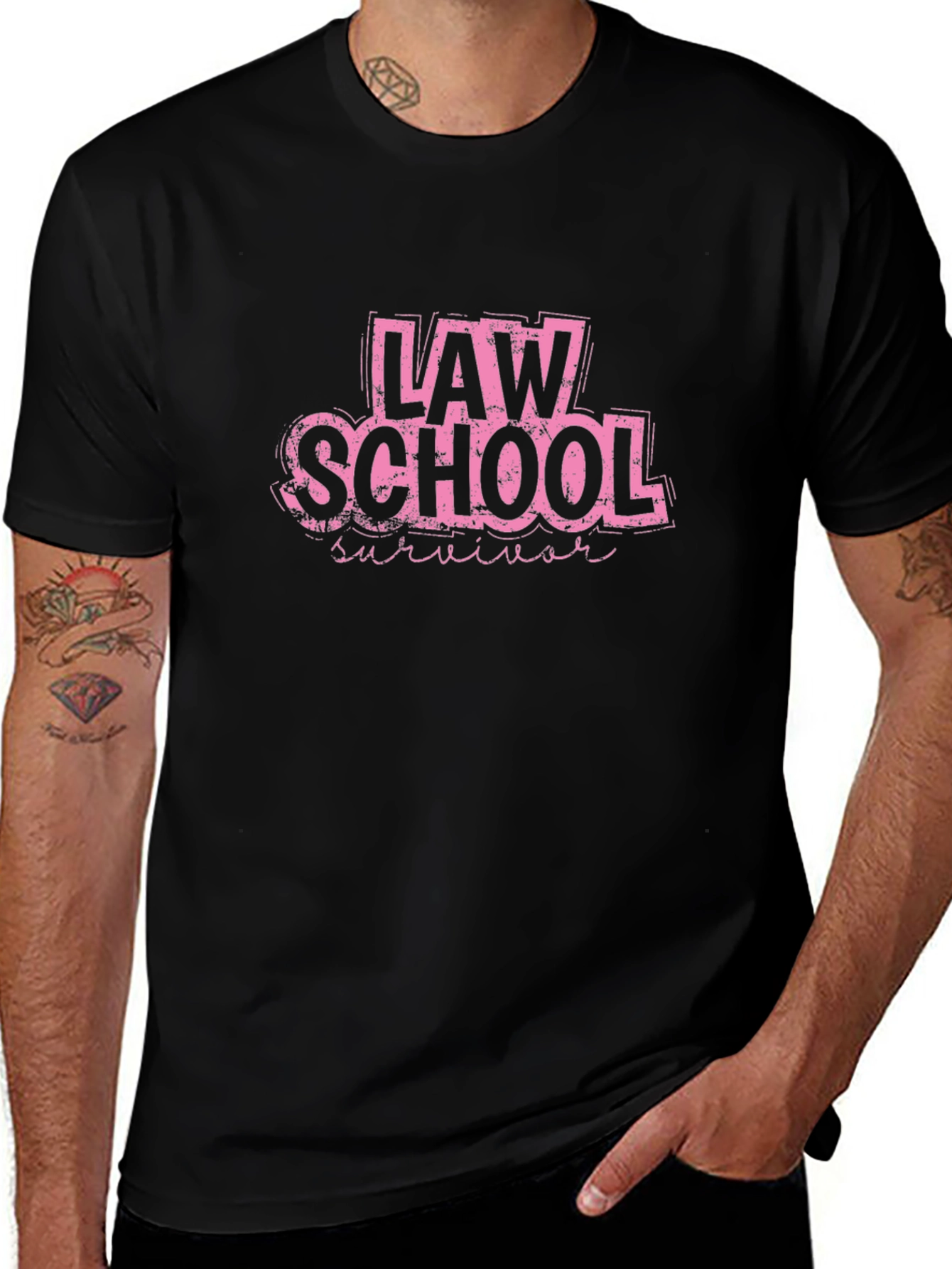 Law School Survivor T-Shirt - Pink Graphic Tee