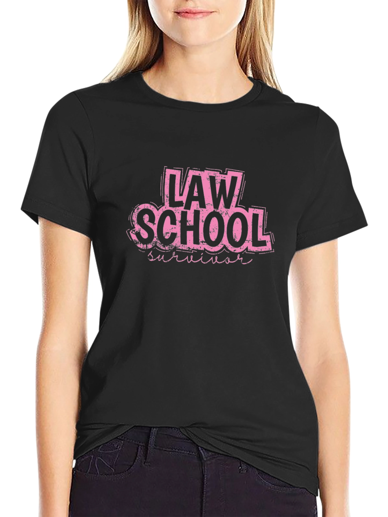 Law School Survivor T-Shirt - Pink Graphic Tee