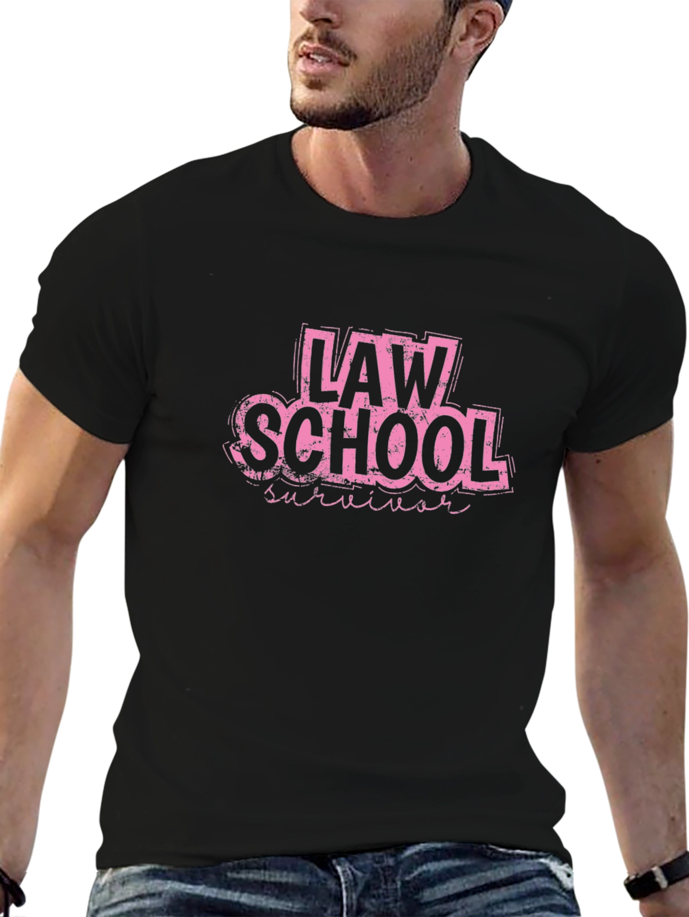 Law School Survivor T-Shirt - Pink Graphic Tee