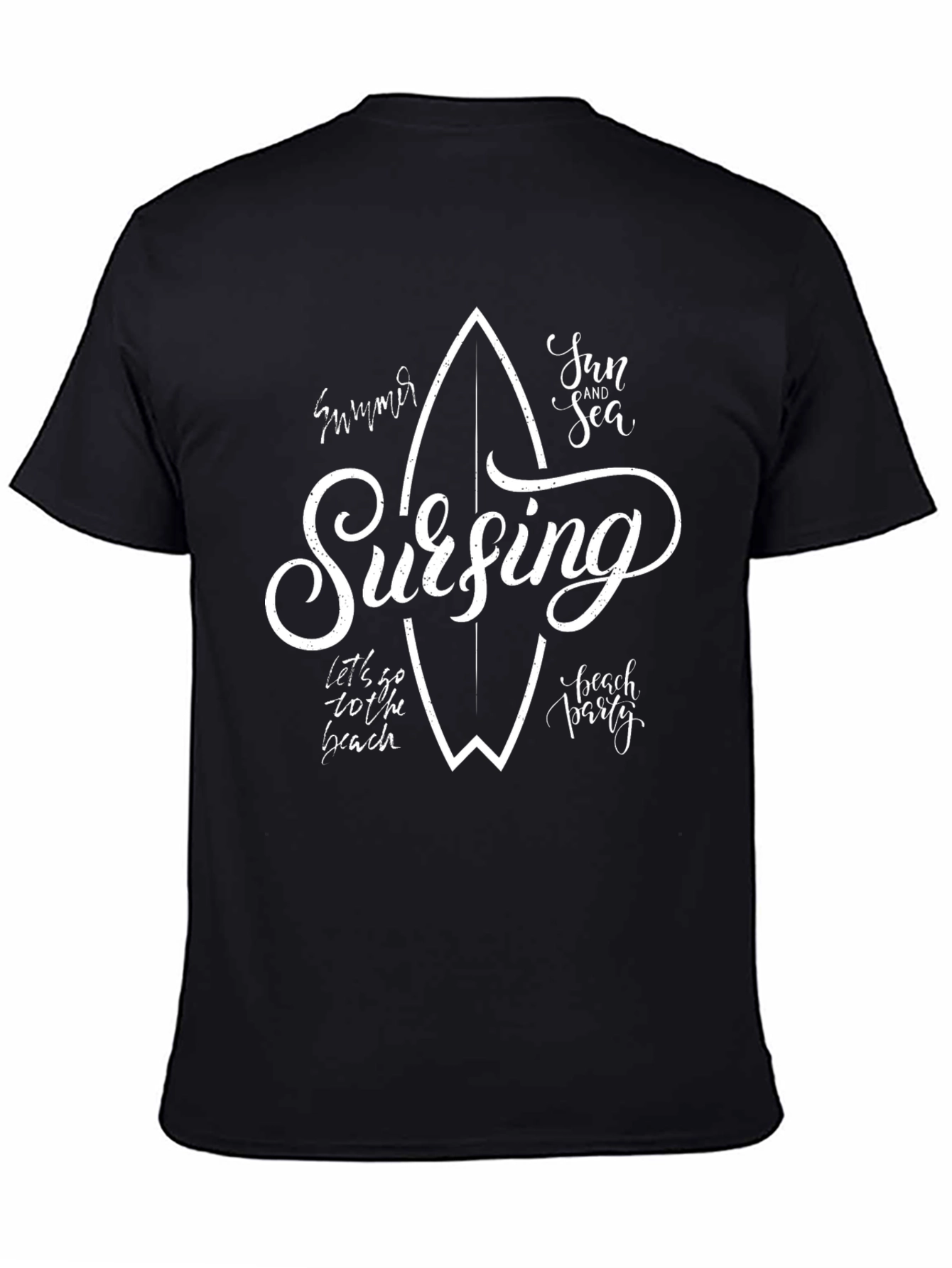 Surfing Graphic Black Tee - Summer Beach Vibes T-Shirt
